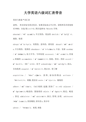 大学英语六级词汇表带音.docx