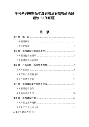 水洗羽绒及羽绒制品项目可行性研究报告.doc