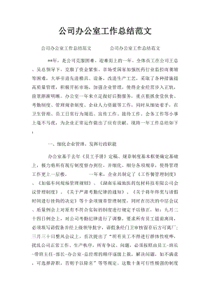 公司办公室工作总结范文 .docx