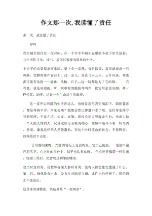 作文那一次,我读懂了责任.docx