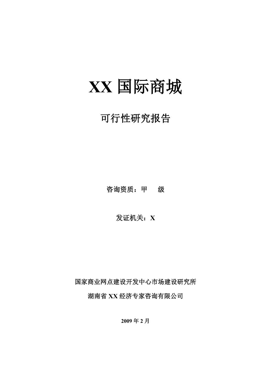 长沙XX国际商城可行性研究报告.doc_第1页