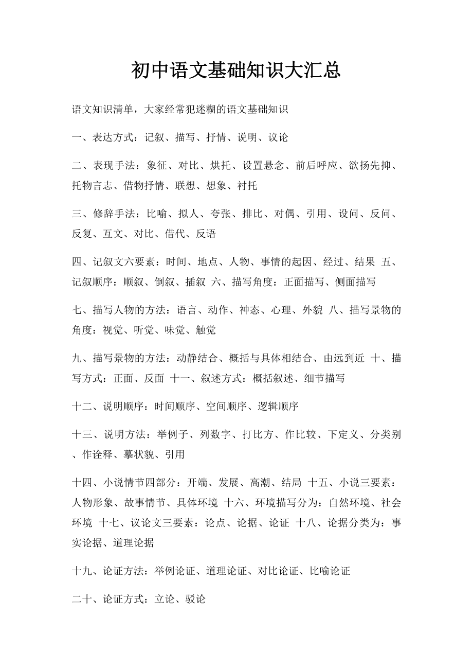 初中语文基础知识大汇总.docx_第1页