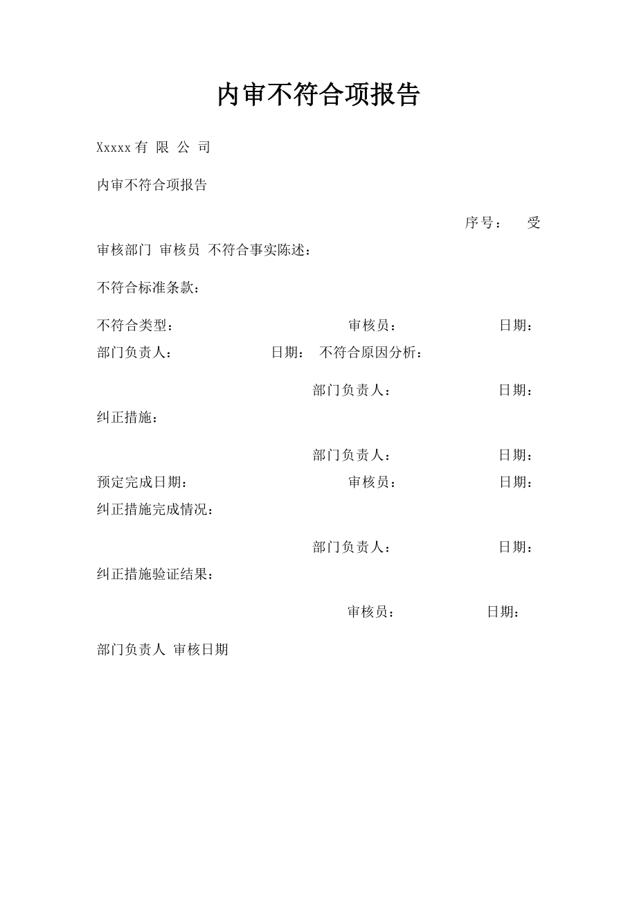 内审不符合项报告.docx_第1页