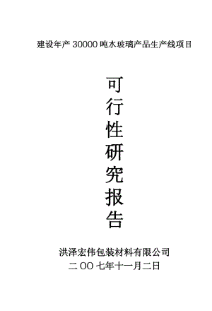 建设产30000吨水玻璃产品生产线项目可行性研究报告.doc