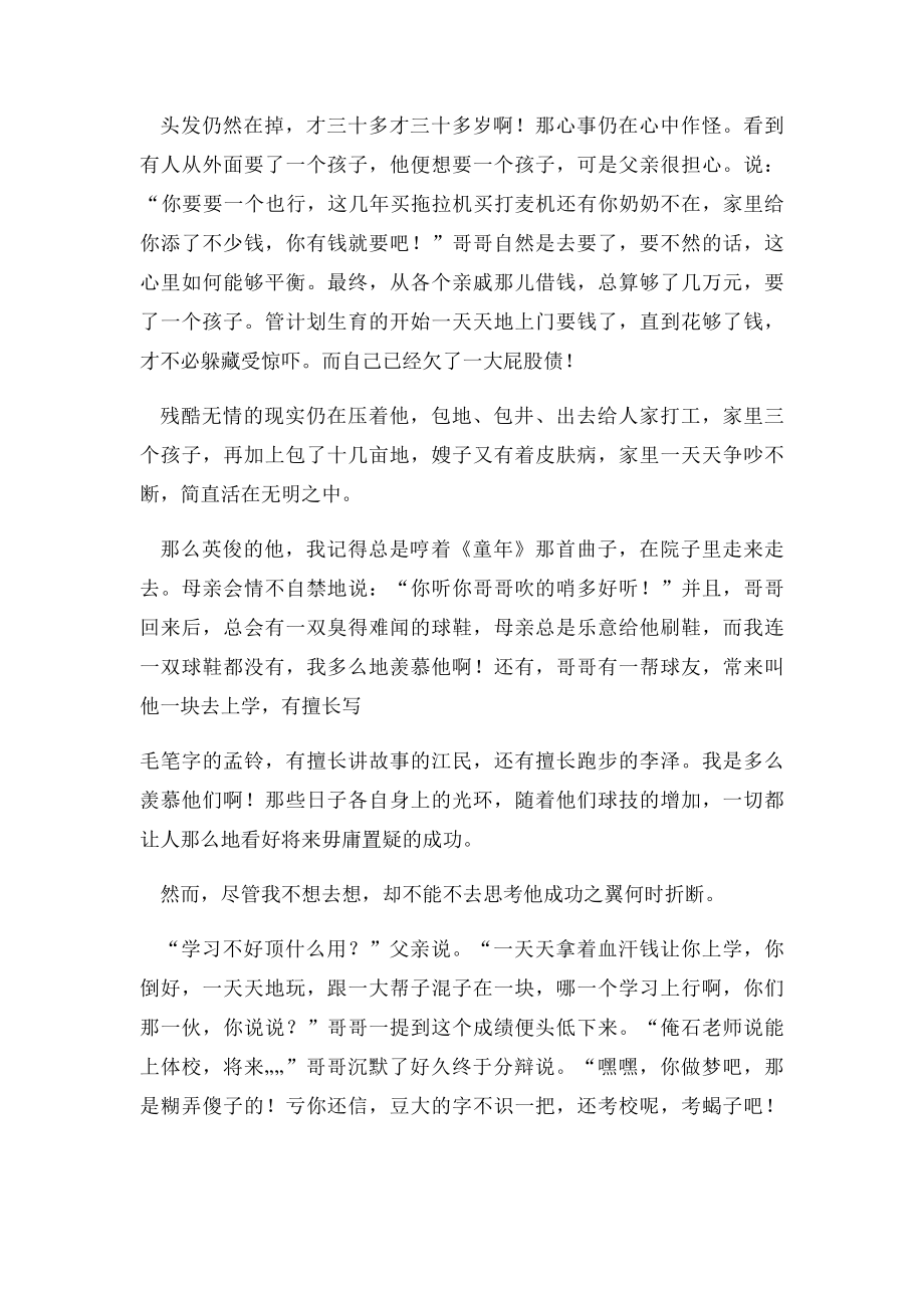 关于哥哥的作文哥哥的成功之翼.docx_第2页