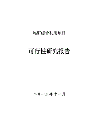 某尾矿综合利用项目可行性研究报告.doc