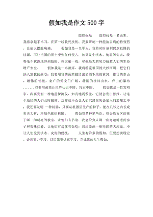 假如我是作文500字.docx