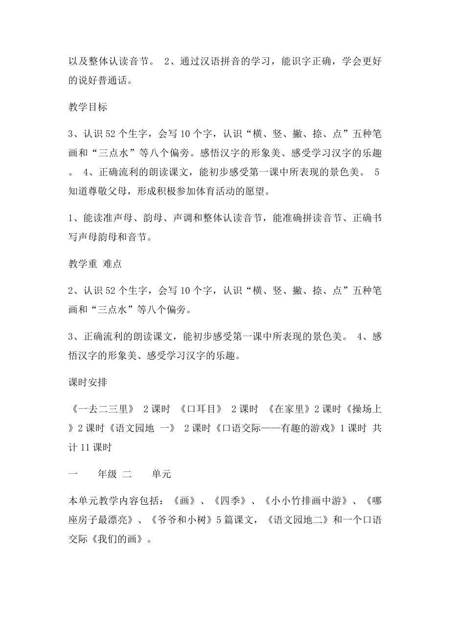 人教小学一年级上册语文单元备课.docx_第2页