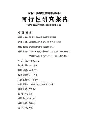 环保、数字型包装印刷项目可行性研究报告.doc