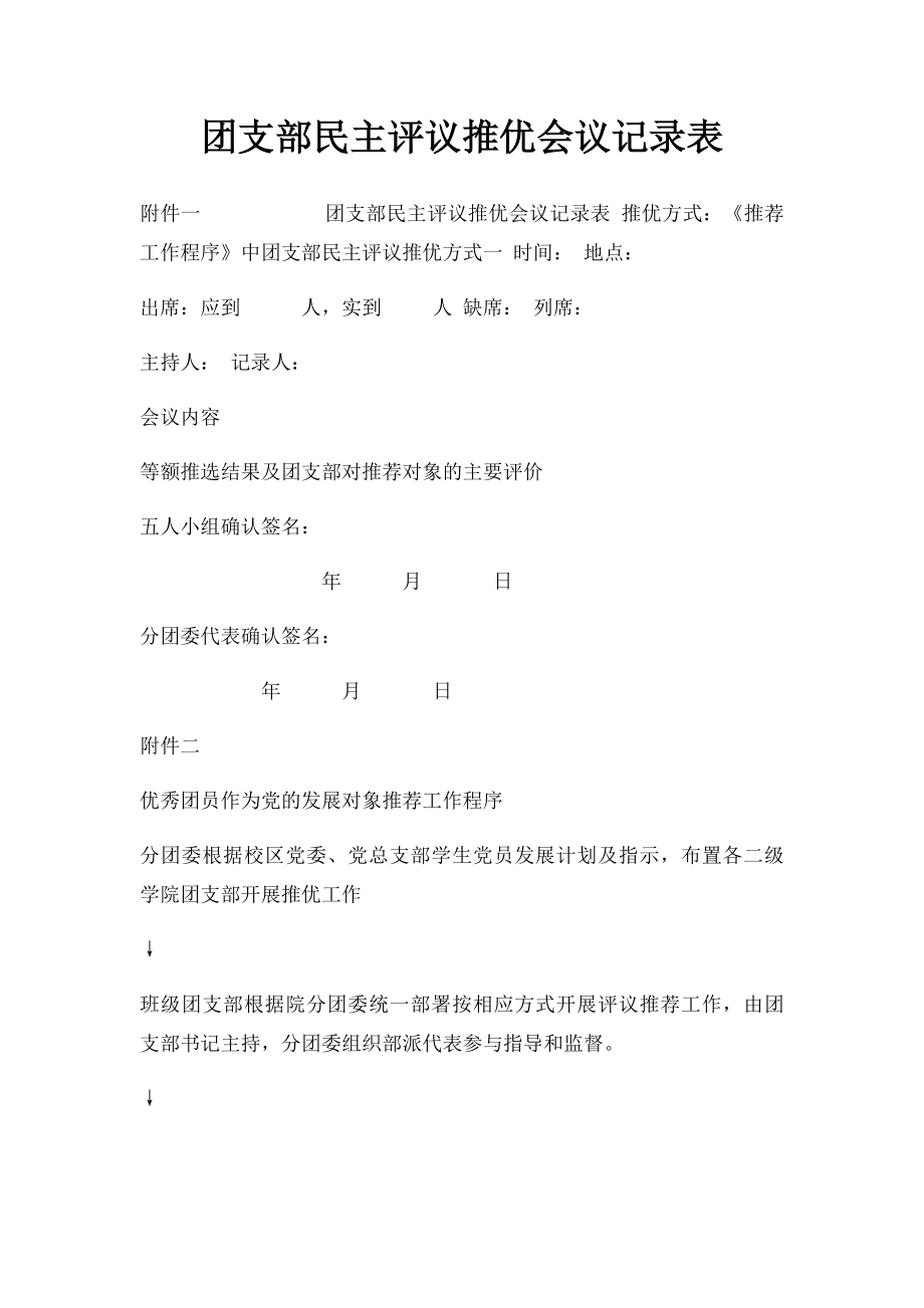 团支部民主评议推优会议记录表.docx_第1页