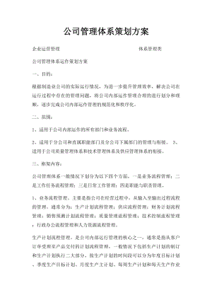 公司管理体系策划方案.docx