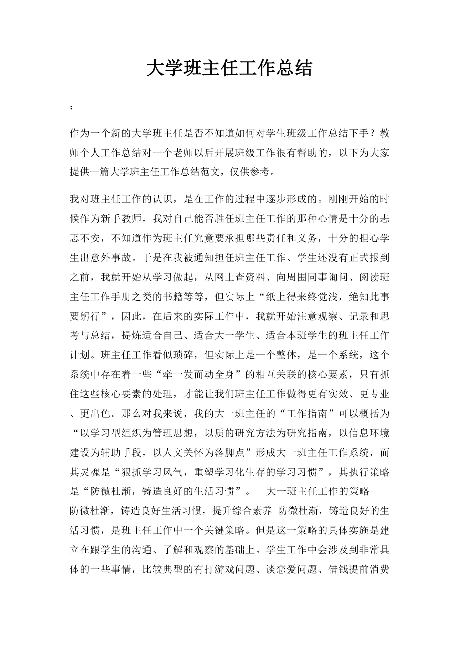 大学班主任工作总结(2).docx_第1页