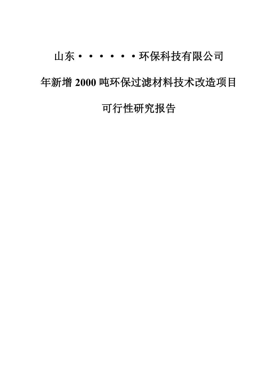 新增2000吨环保过滤材料（新材料）技术改造项目可行性研究报告（甲级资质）.doc_第1页