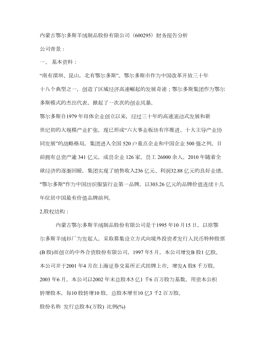 [财务管理]鄂尔多斯财务分析报告.doc_第1页