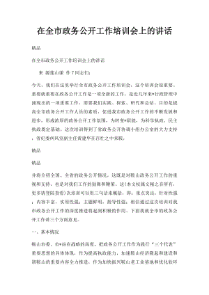 在全市政务公开工作培训会上的讲话.docx