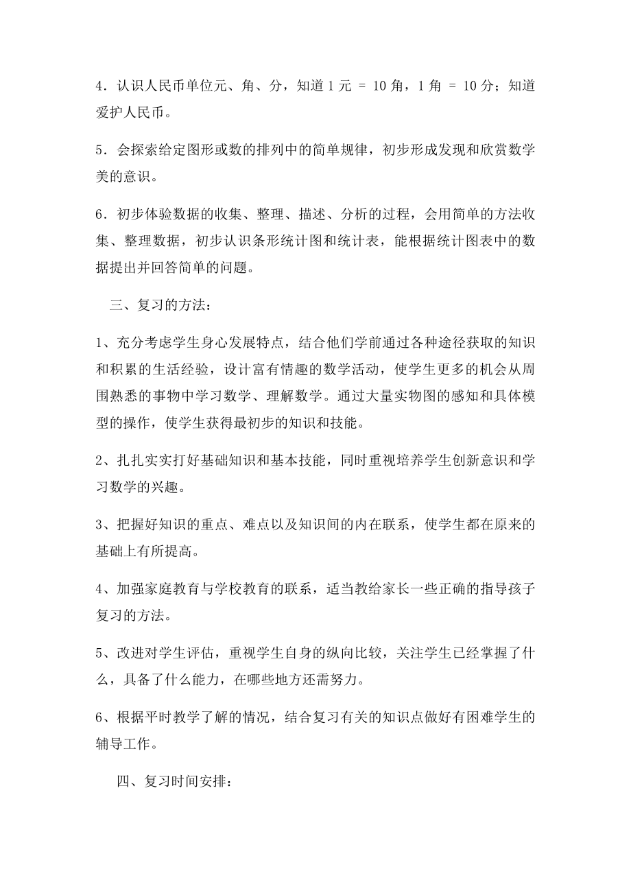 人教数学一年级下册期末复习计划.docx_第2页