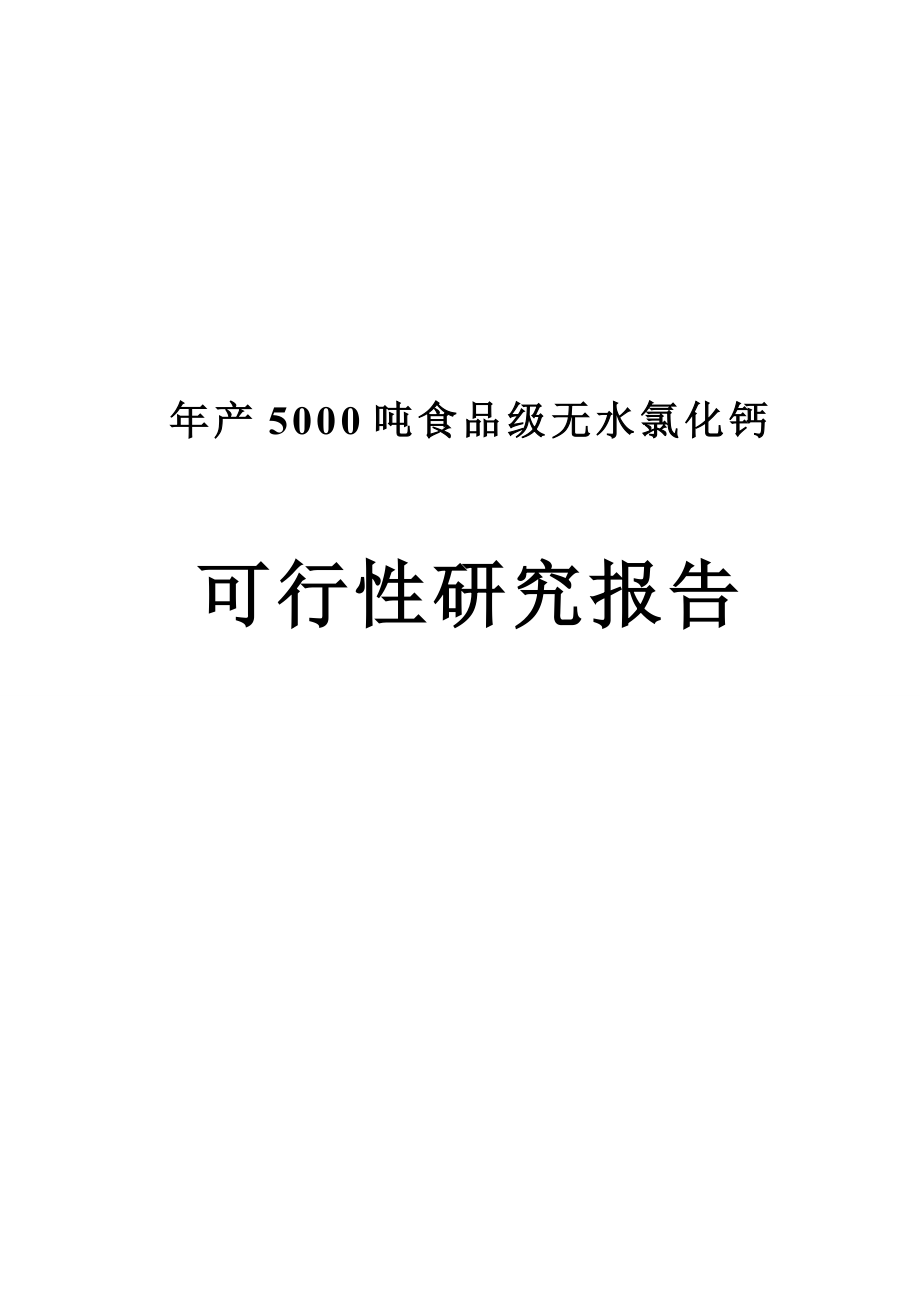 产15000吨食品级无水氯化钙可行性研究报告.doc_第1页