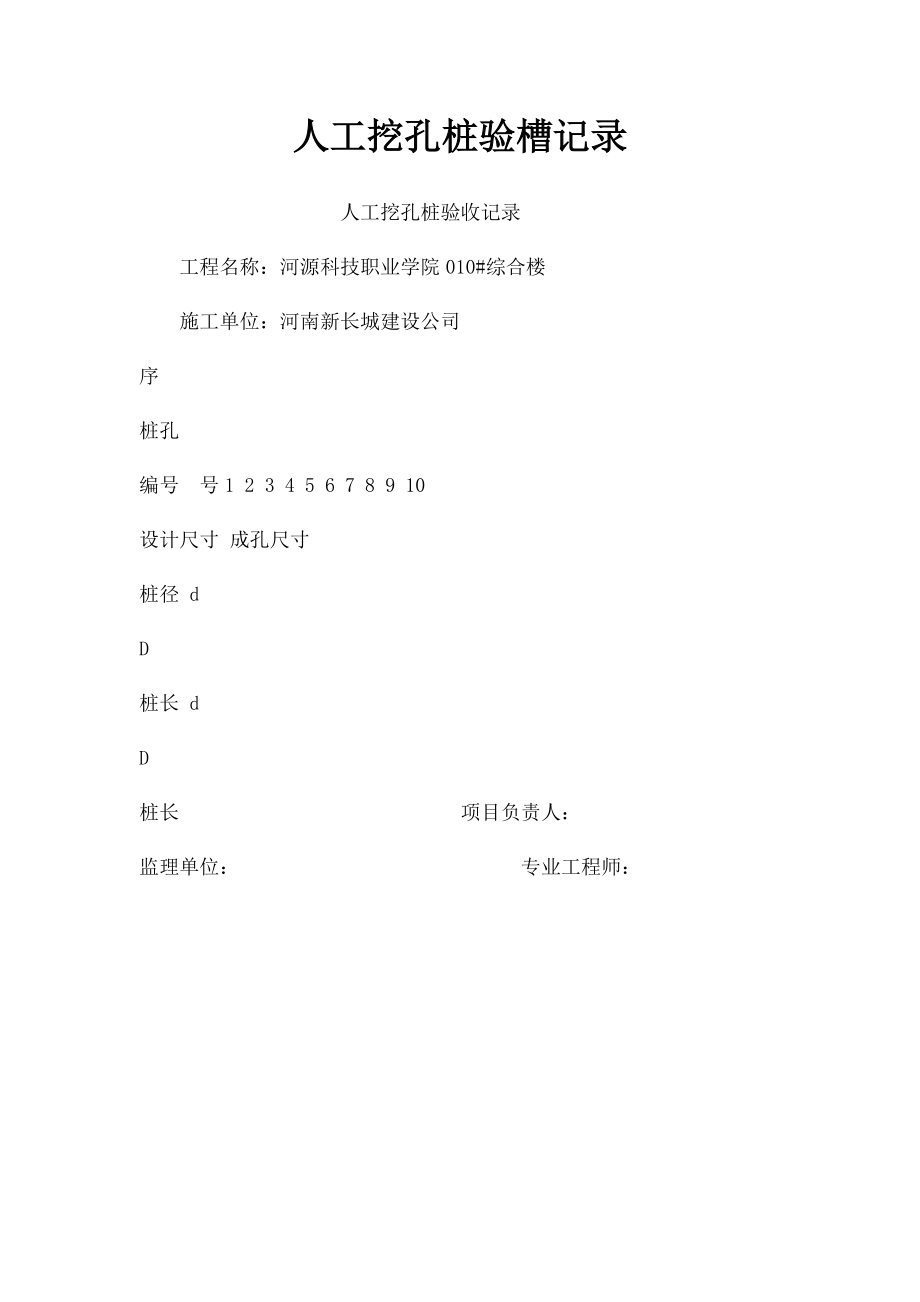 人工挖孔桩验槽记录.docx_第1页