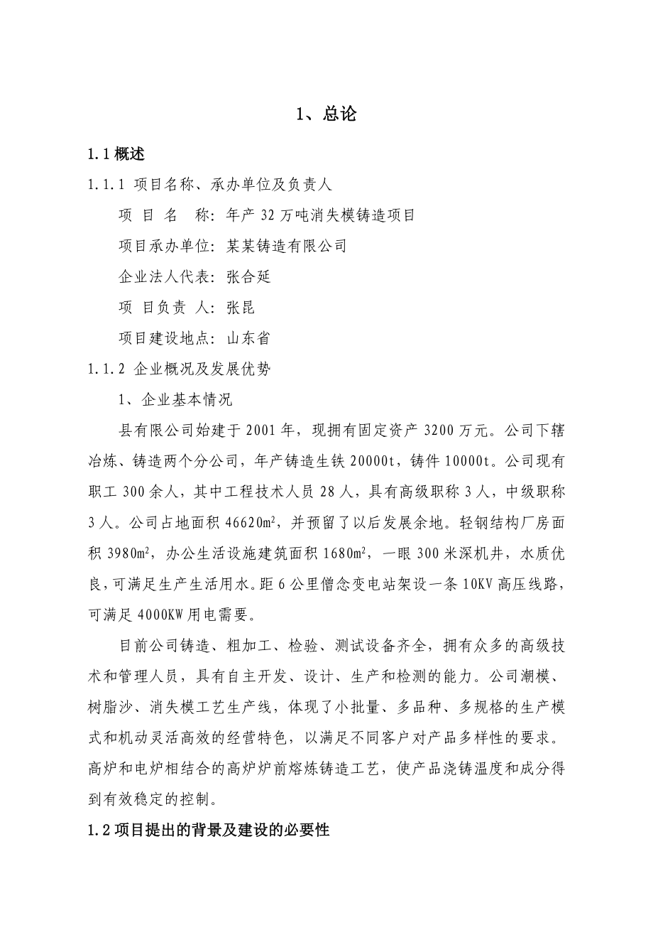 产32万吨消失模铸造项目可行性研究报告 .doc_第1页