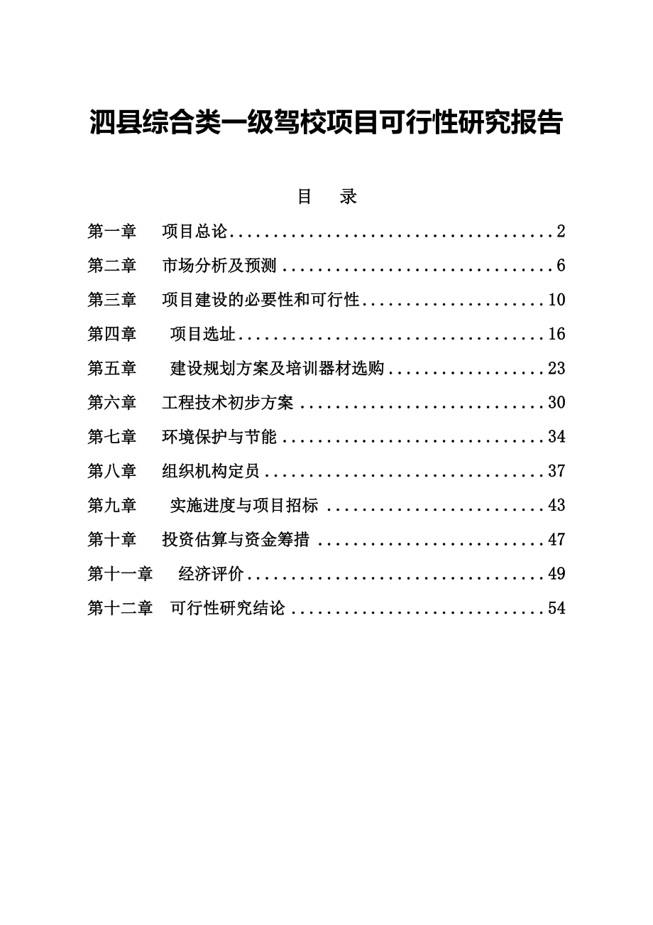 综合类一级驾校项目可行性研究报告21026.doc_第1页