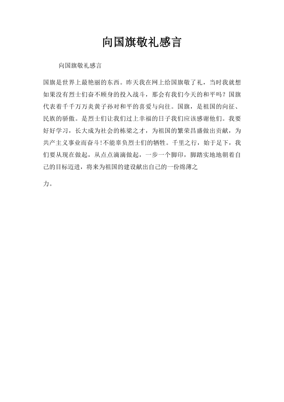 向国旗敬礼感言.docx_第1页