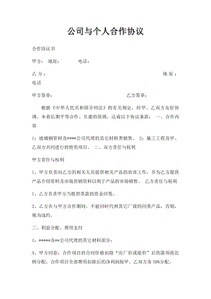 公司与个人合作协议(2).docx