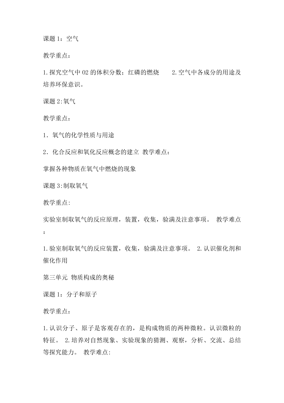 人教九年级化学各单元教学重难点(1).docx_第2页