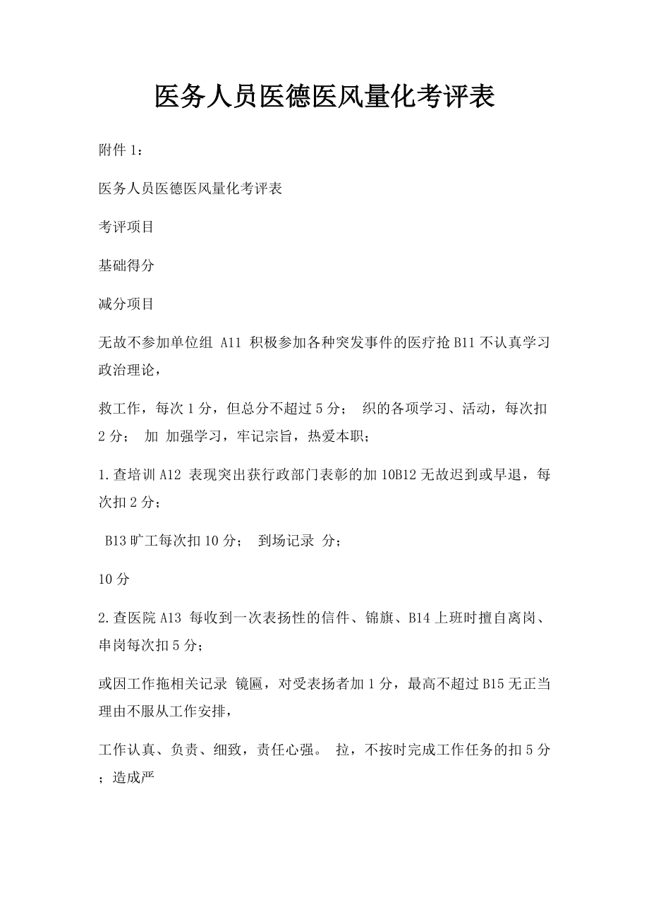 医务人员医德医风量化考评表.docx_第1页