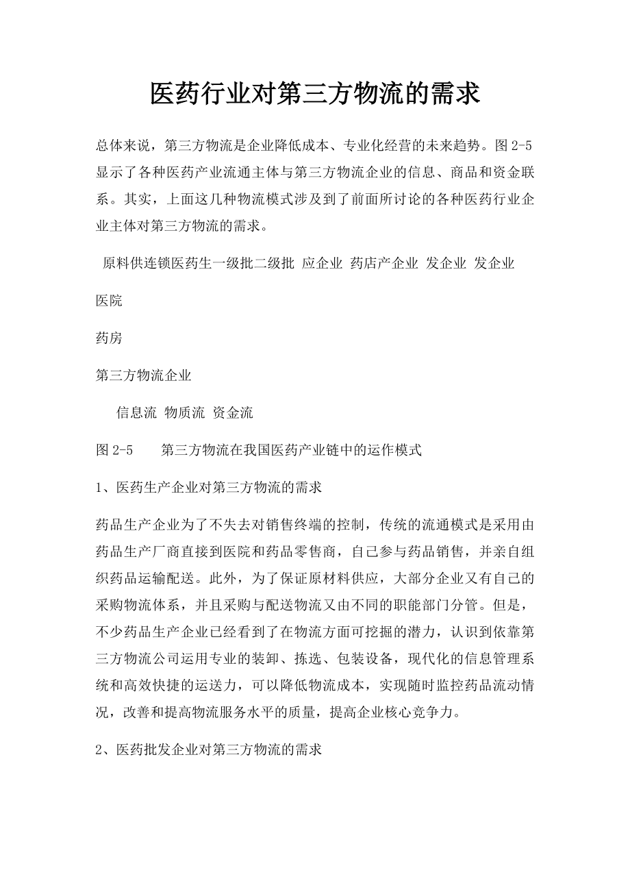 医药行业对第三方物流的需求.docx_第1页