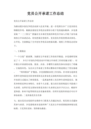 党员公开承诺工作总结.docx