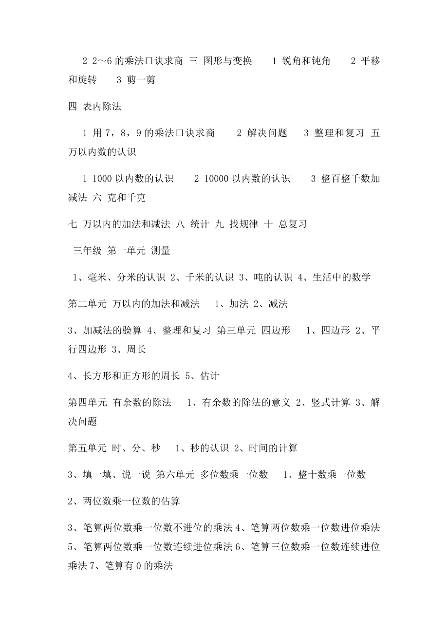 人教小学数学全套教材教学内容整理.docx_第3页