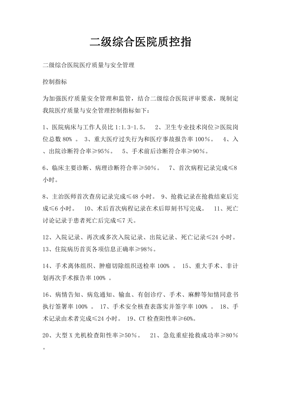 二级综合医院质控指.docx_第1页