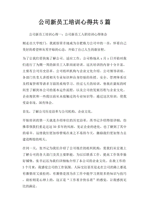 公司新员工培训心得共5篇.docx