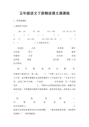 五年级语文下册精读课文课课练.docx