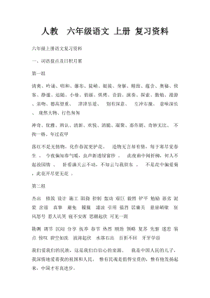 人教六年级语文 上册 复习资料.docx