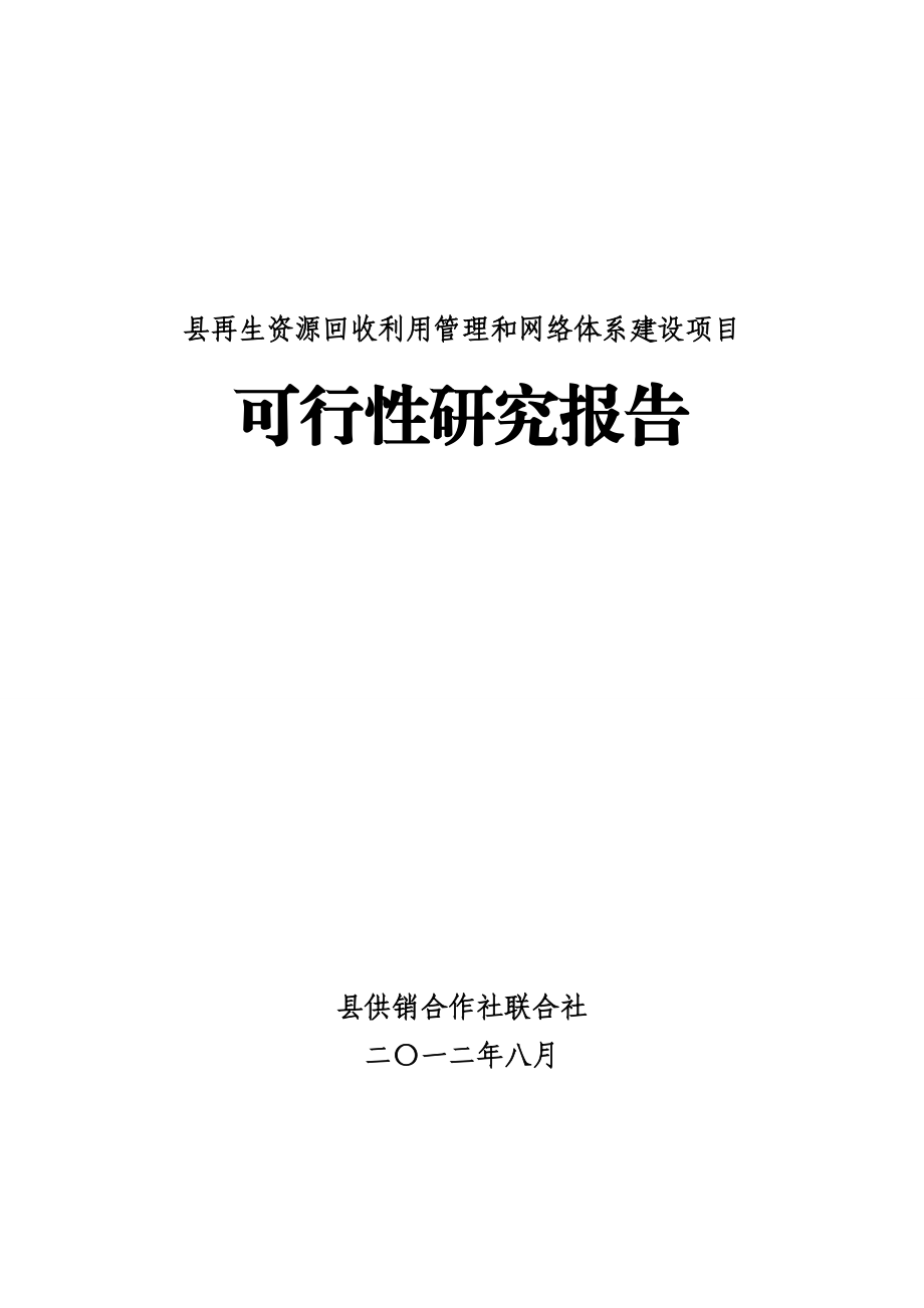 再生资源回收利用管理和网络体系建设项目可行性研究报告.doc_第1页