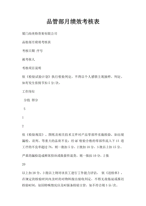 品管部月绩效考核表.docx