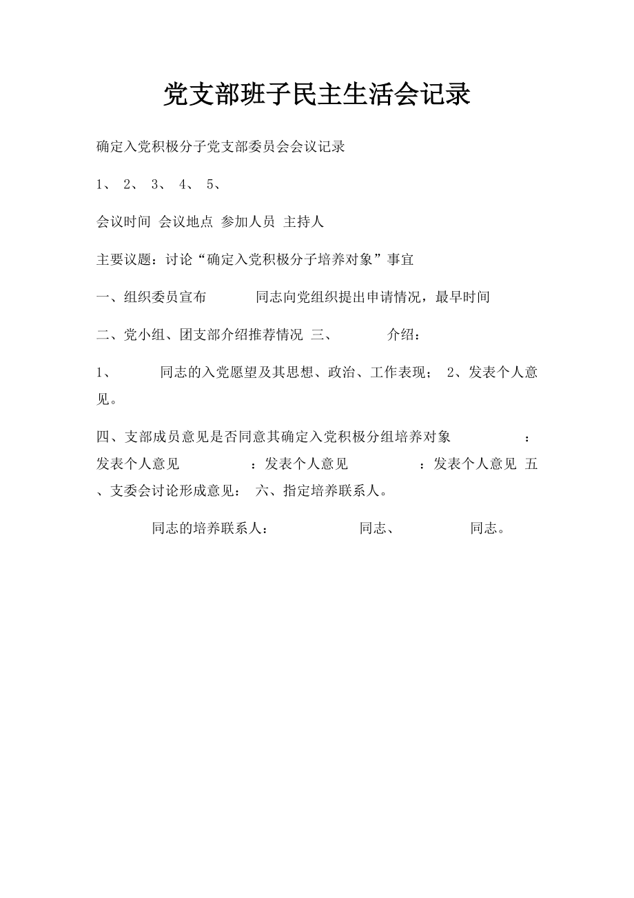 党支部班子民主生活会记录.docx_第1页