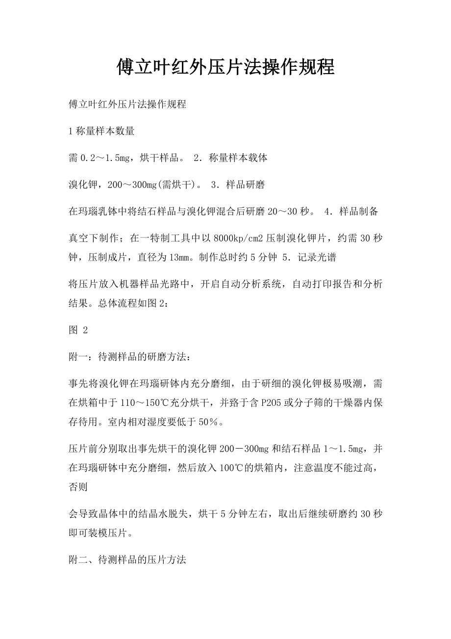 傅立叶红外压片法操作规程.docx_第1页