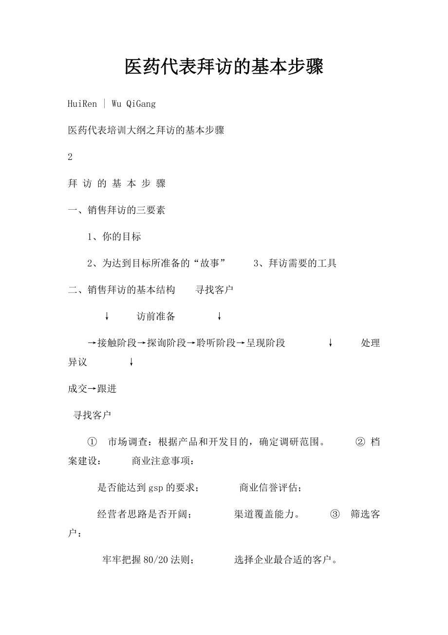 医药代表拜访的基本步骤.docx_第1页