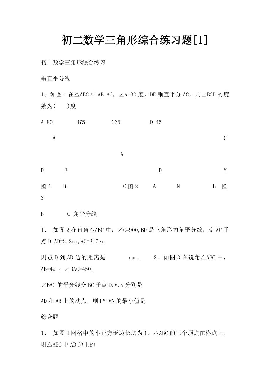 初二数学三角形综合练习题[1].docx_第1页