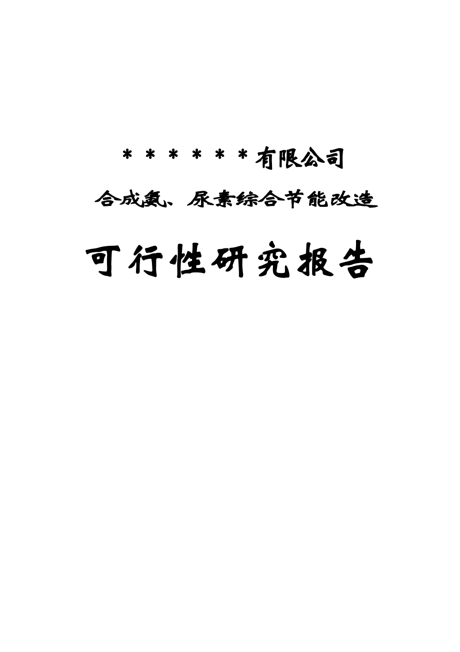 某某合成氨、尿素综合节能改造项目可行性研究报告（优秀甲级资质资金申请报告）.doc_第1页