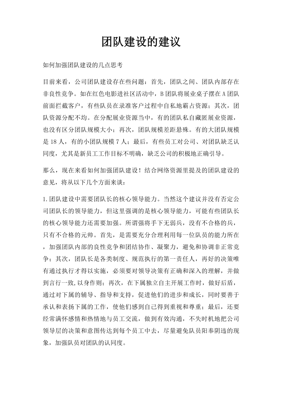 团队建设的建议.docx_第1页