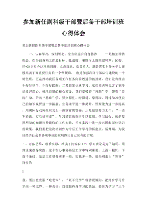 参加新任副科级干部暨后备干部培训班心得体会.docx