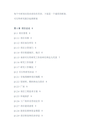 项目可研报告结构框架.doc
