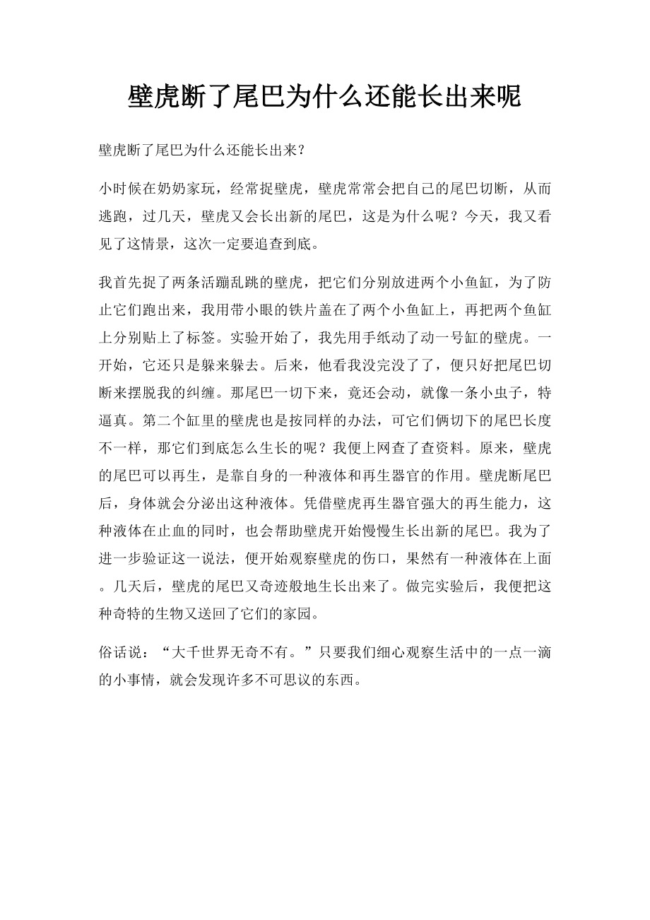 壁虎断了尾巴为什么还能长出来呢.docx_第1页