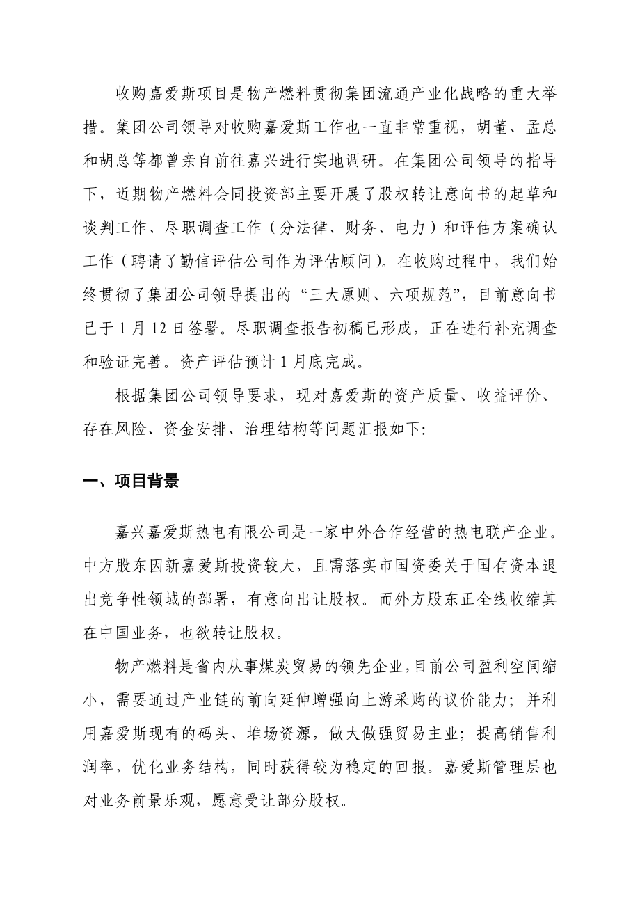 收购嘉兴嘉爱斯热电有限公司初步可行性分析报告.doc_第2页