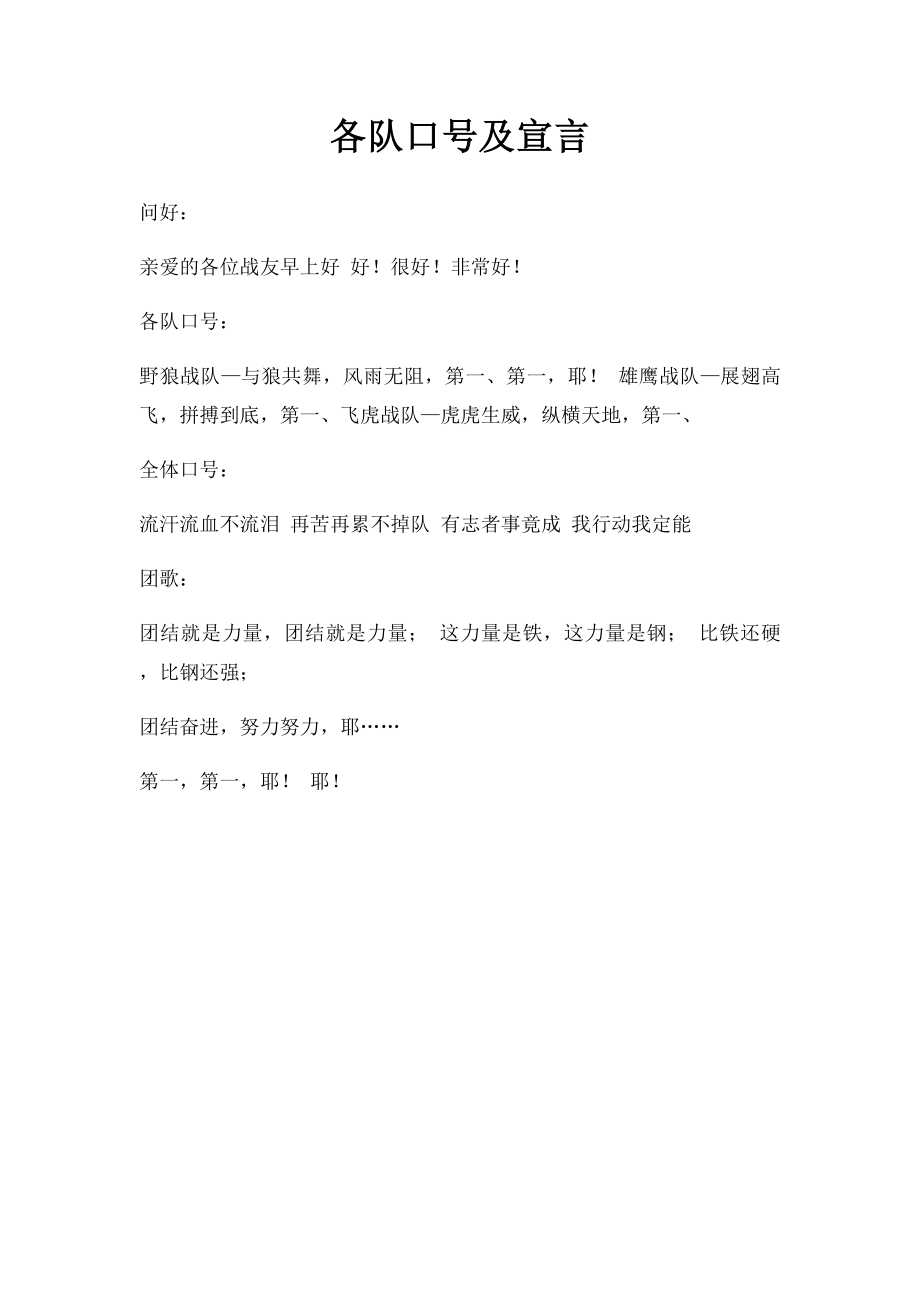 各队口号及宣言.docx_第1页