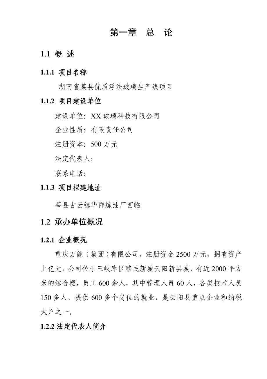 湖南省某某公司产5000吨优质浮法玻璃项目可行性研究报告.doc_第3页