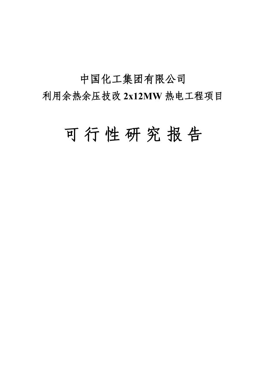 利用余热余压技改2x12MW热电工程项目可行性研究报告.doc_第1页